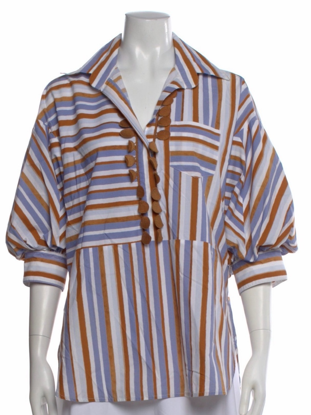 Silvia Tcherassi Striped V-Neck Bluse